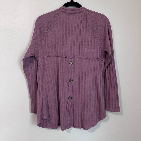 Maurices Ribbed Knit Open Front Cardigan With Pockets & Button-Back Detail - Mau - Picture 2 of 11